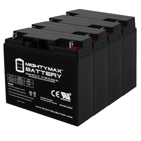 12V 22AH SLA Battery Replaces SigmasTek Merits P12011-TBMU - 4 Pack